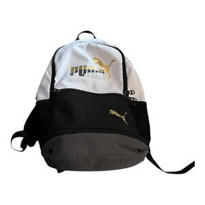 Puma White & Black Backpack with Shoe Pocket